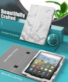 MoKo Case Fits Kindle Fire HD 8 & 8 Plus Tablet (10th Generation, 2020 Release),Slim Folding Stand Cover with Auto Wake/Sleep - White Marble