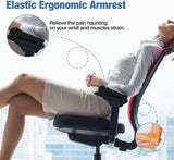 MoKo Ergonomic Armrest Pads, Soft Polyurethane Foam Arc Shape Elbow Pillow - Universal Adjustable Chair Arm Covers for Elbows and Forearms Pressure Relief, Black