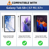 MoKo Case Fits Samsung Galaxy Tab S8 + 12.4 2022 (SM-X800/X806) / Tab S7 FE 12.4-Inch 2021 / Tab S7 Plus 12.4 2020 with S-Pen Holder, Transparent Back Tablet Cover with Auto-Wake, Black