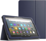 MoKo Case Fits Kindle Fire HD 8 & 8 Plus Tablet (10th Generation, 2020 Release), Slim Folding Stand Cover with Auto Wake/Sleep - Black & White Magnolia