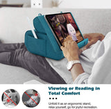 MoKo Tablet Pillow Holder, Foldable Soft Pillow Tablet Stand Up to 12.9", Sofa Throw Pillow for Xmas Gift, Fit for iPad 9 2021, iPad Mini 6, iPad Pro 12.9(5th Gen)/11,Galaxy Tab S7, Peacock Blue