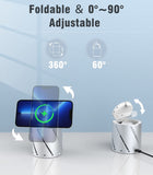 MoKo Foldable 2 in 1 Magnetic Wireless Charger Stand, Fast Charging Station Dock Compatible with Magsafe Charger iPhone 13 12 Pro Max Mini iwatch 7/6/5/4/3/2/SE Airpods 3/2/Pro