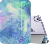 MoKo Case Fit New iPad Mini 6 2021 (6th Generation, 8.3-inch) - Slim Lightweight Hard Clear Back Shell Stand Cover with Translucent Frosted Back Protector, with Auto Wake/Sleep, Marble Gold Purple