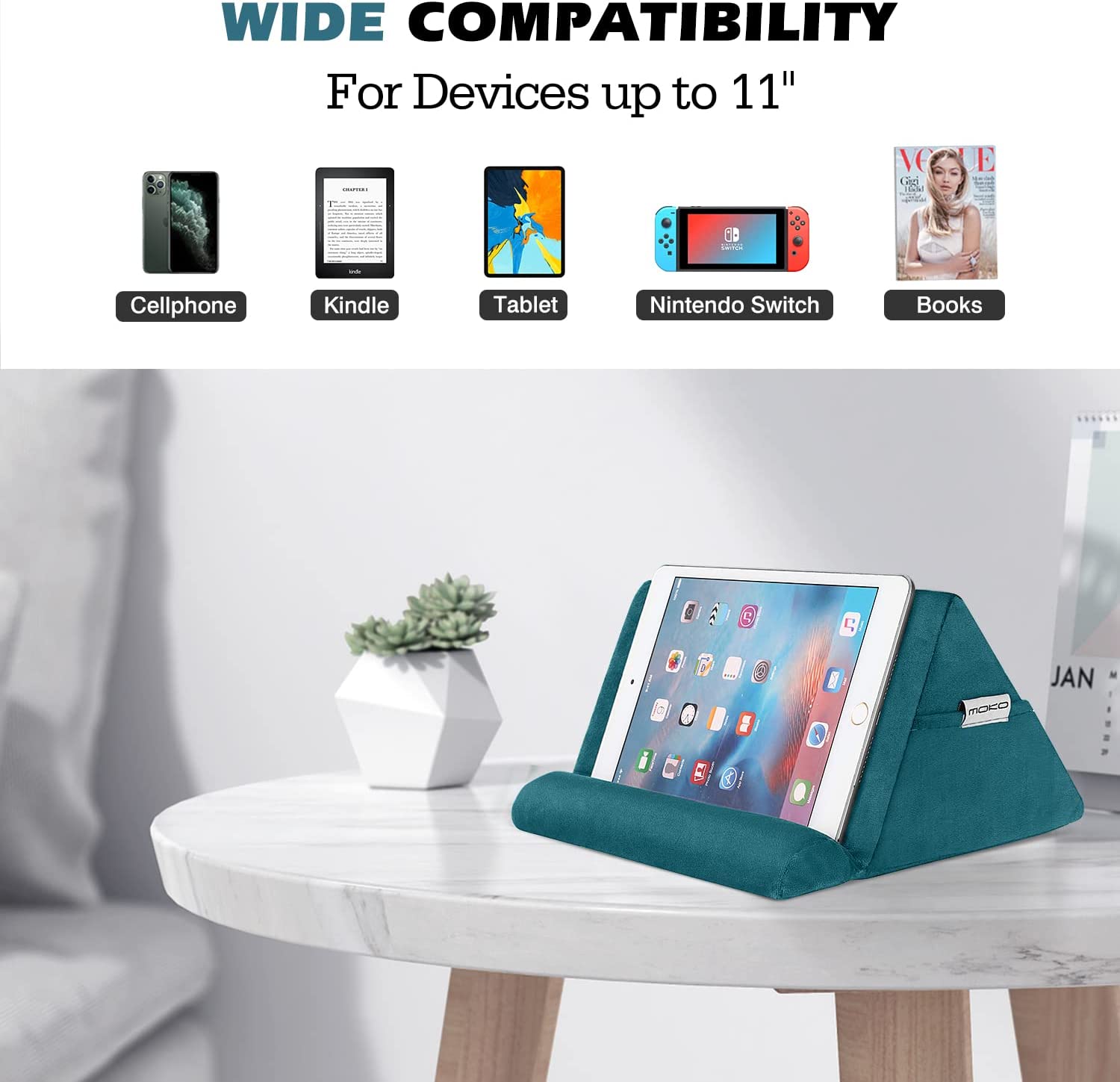 thumbnail image 2 of Cozy Multi-Angle Tablet & Laptop Pillow Stand - Soft Foam Lap Desk For Bed & Couch 2 of 3