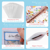 MoKo A6 Budget Binder Notebook,Glittering Quicksand Spangles Binder Cover, Clear PVC Looseleaf Folder with 12 Zipper Pockets & Blank Papers, 16 Sticky Labels for School Office, Colorful Stars