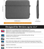 MoKo 13.3 Inch Laptop Sleeve Case, Fits with MacBook Pro 13 M2/M1 Pro/M1 Max 14.2 2022-2021, MacBook Air 13.6" M2 2022/Air/Pro 13.3", Tab S8+ 12.4", Polyester Bag with Small Case/Pocket, Gray