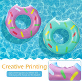 MoKo Inflatable Pool Floats for Kids, 2 Pack Swim Rings Durable PVC Swimming Tube Water Fun Tube Summer Pool Float Ring Donut Cartoon Painting Beach Pool Party Toys for Adults