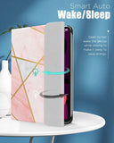 MoKo Keyboard Case Fit iPad Air 5th Gen 2022/iPad Air 4th Gen 10.9 2020 Case [Support Apple Pencil 2 Charging] Magnetically Detachable Wireless Bluetooth Keyboard Cover,Geometric Marble Pink