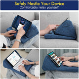 MoKo Tablet Pillow Stand, Soft Bed Pillow Holder Xmas Gift for up to 11" Pad, Fits iPad 10.2"(9th Gen), New iPad Mini 6 8.3" Air 4/3, iPad Pro 11/10.5/9.7, Mini 5 4, Galaxy Tab S6/S7 11", Blue