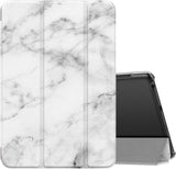MoKo Case Fits Kindle Fire HD 8 & 8 Plus Tablet (10th Generation, 2020 Release), Smart Shell Stand Cover with Translucent Frosted Back - Black & White Magnolia