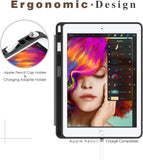 MoKo Case Fit 2018 iPad 9.7 6th Generation with Pencil Holder - Slim Lightweight Smart Shell Stand Cover Case with Auto Wake/Sleep Fit iPad 9.7" 2018 Released Tablet (A1893/A1954), Black