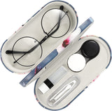MoKo Double Eyeglass Case, Contact Lens Case with Mirror Tweezers Remover, 2 in 1 Double Sided Portable Contact Lens Box Holder Container