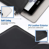 MoKo 6.8 Inch Kindle Sleeve Case Compatible with Kindle Paperwhite 2021, Protective Bag, Slim PU Leather Clamshell Tablet Sleeve Case, Black & Gray