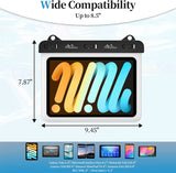 MoKo Waterproof Tablet Pouch Holder Dry Bag for Bathroom Kitchen Stand Case Compatible with iPad Mini 6/5/4/3, Galaxy Tab Pro 8.4, Tab S2/Tab E/Tab A 8.0 8.4, Fire HD 8/Fire 7 Up to 8.5", White
