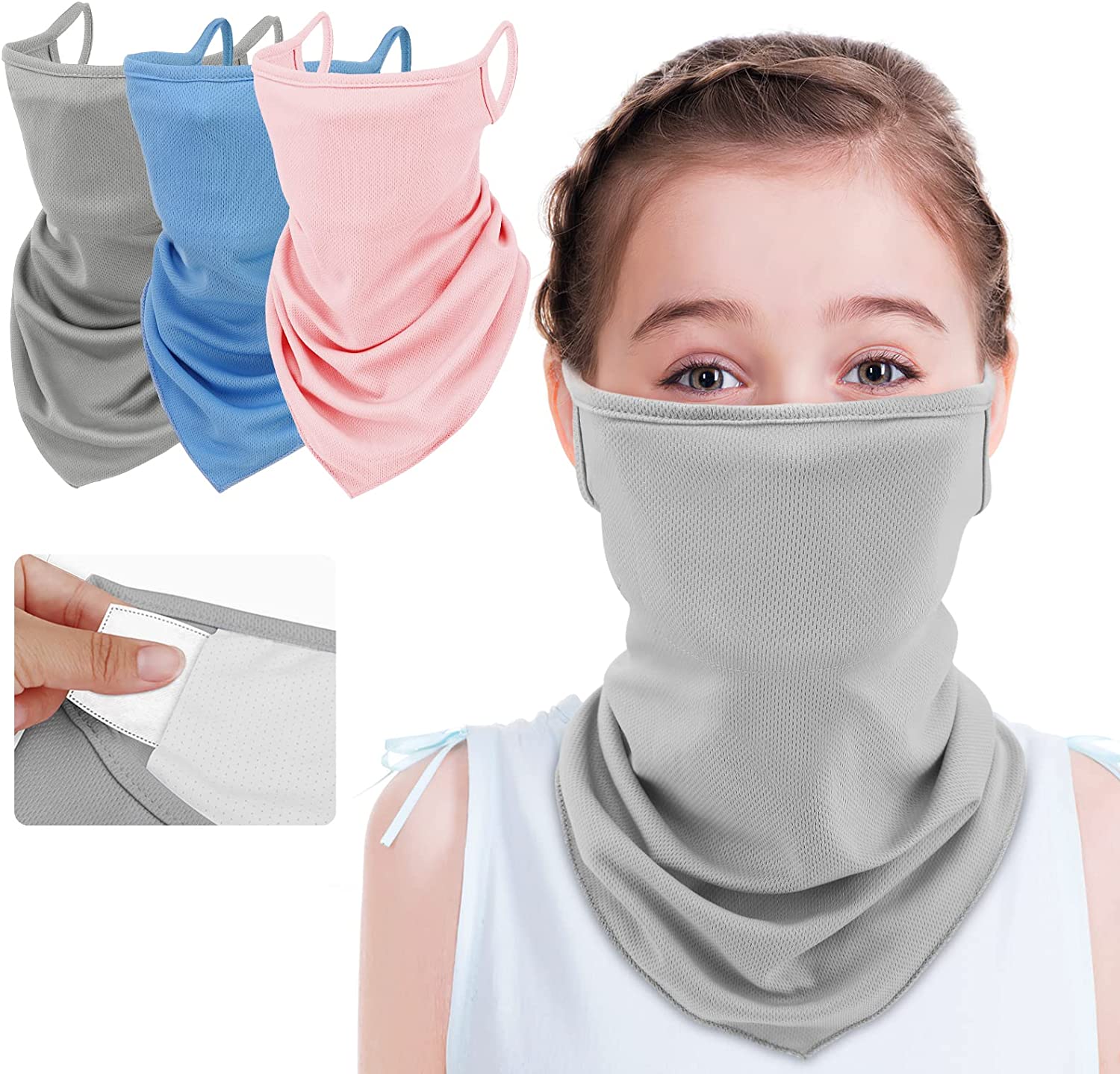 Ainuno Kids Neck Gaiter Mask with Ear Loops Black Face Covering Gaitor Ainuno Kids Neck Gaiter Mask with Ear Loops Black Face Covering Gaitor