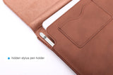 MoKo 13.5 Inch Laptop Sleeve Bag, PU Leather PC Notebook Case Cover Fit Surface Laptop 3 13.5"/2/1, Surface Book 2 13.5",Tab S8 Ultra 14.6", with Card Slot, Document Pocket, Surface Pen Holder, Brown