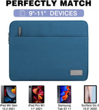 MoKo 11 Inch Tablet Sleeve Bag Carrying Case Fits iPad air 5 10.9 inch 2022, iPad Pro 11 2021-2018, iPad 9/8/7th Gen 10.2, iPad Air 4 10.9/Air 3 10.5, Tab S8 11"/Tab A 10.1, Tab S6, Peacock Blue