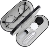MoKo Double Eyeglass Case, Contact Lens Case with Mirror Tweezers Remover, 2 in 1 Double Sided Portable Contact Lens Box Holder Container
