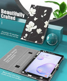 MoKo Case Compatible with Galaxy Tab A 8.4" 2020, Slim Lightweight PU Tablet Shell Cover Stand Case Fit Samsung Galaxy Tab A 8.4 2020 Model SM-T307 (Verizon/T-Mobile/Sprint) - Black & White Magnolia