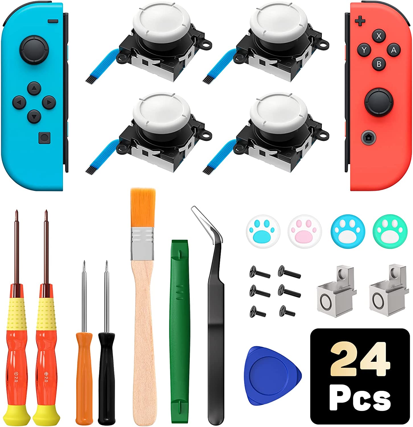 MoKo Joycon Joystick Replacement, 24 PCS Joycon Repair Kit, Pack