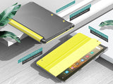MoKo Case Fits All-New Kindle Fire HD 10 & 10 Plus Tablet (11th Generation, 2021 Release) 10.1" - Slim PU Leather Trifold Stand Cover Frosted Hard Back Shell with Auto Wake/Sleep, Bright Yellow