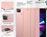 MoKo Case Fit New iPad Pro 11 Inch Case 2021 (3rd Gen), [Support Apple Pencil Charging] Slim Trifold Hard Back Shell Protective Smart Cover Fit iPad Pro 11" 2021, with Auto Wake/Sleep, Rose Gold