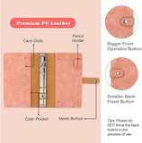 MoKo Budget Binder with Zipper Envelopes,A6 Binder Notebook,6-Ring Loose-Leaf PU Leather Binder Cover Folder Budget Planner with 12-Pack Clear Cash Envelopes Pockets & Label Stickers,Pink