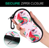 MoKo Sunglasses Soft Case Ultra Light Neoprene Zipper Eyeglass Case with Belt Clip