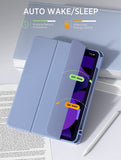 MoKo Case Fit iPad Air 5th/4th Generation 10.9 Inch 2022/2020 with Pencil Holder, [Support 2nd Gen Pencil Charging & Touch ID] Shockproof Frame with Clear Transparent Back,Auto Wake/Sleep,Lavender