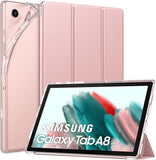 MoKo Case Fits Samsung Galaxy Tab A8 10.5 Inch 2022 (SM-X200/SM-X205/SM-X207), Slim Case Trifold Stand with Auto Sleep/Wake Function and Soft TPU Translucent Frosted Back Cover, Navy Blue