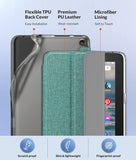 MoKo Case Fits Amazon All-New Kindle Fire 7 Tablet (2022 Release-12th Generation) Latest Model 7", Soft TPU Translucent Frosted Back Cover Multi-Angle Smart Shell, Auto Wake/Sleep, Denim Green