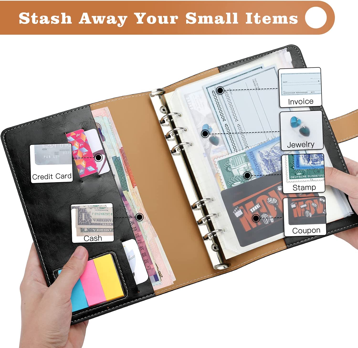 MoKo Budget Binder with Zipper Envelopes,A5 Binder Notebook PU Leather Mokodirect MoKo Budget Binder with Zipper Envelopes,A5 Binder Notebook PU Leather Mokodirect
