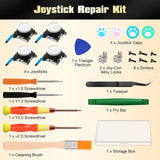 MoKo Joycon Joystick Replacement, 24 PCS Joycon Repair Kit, 4 Pack 3D Joystick Analog Sticks for Nintendo Switch OLED 2021/Switch Lite/Switch Joycon with Metal Buckles, Screwdrivers, White Rocker