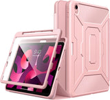 MoKo Case Fit iPad Air 5th/4th Generation 10.9 2022/2020, [Support Touch ID] [Built-in Screen Protector] Full-Body Shockproof Case Smart Shell Stand Cover with Auto Sleep/Wake & Pencil Holder,Sky Blue