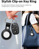 MoKo 2-Pack Key Ring Case for AirTag 2021, Soft Genuine Leather AirTag Tracker Case with Keychain, Anti-Loss AirTag Holder Cover for Car Keys, Bags, Backpacks, Black & Blue