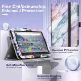 MoKo Case Compatible with Amazon All-New Fire 7 Tablet (2022 Release-12th Generation) Latest Model 7", PU Tablet Case Cover with Hand Strap Adjustable Viewing Angle Auto Wake/Sleep, Purple Marble