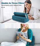 MoKo Tablet Pillow Holder, Foldable Soft Pillow Tablet Stand Up to 12.9", Sofa Throw Pillow for Xmas Gift, Fit for iPad 9 2021, iPad Mini 6, iPad Pro 12.9(5th Gen)/11,Galaxy Tab S7, Peacock Blue