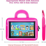 MoKo 7-8 Inch Kid Sleeve Neoprene Case Bag Fits Fire HD 8 Kids Edition 2018, Fire 7 Kids Edition 2019, Fire HD 8 2018, Fire 7 2019, Fire 7 Kids Pro 2021, Fire HD 8 Kids Pro 2021 - Magenta A
