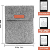 MoKo Sleeve Fits Kindle E-Reader, Protective Felt Cover Case Pouch Bag Fit with All-New Kindle 10th Gen 2019 / Kindle Paperwhite 11th Gen 2021 / Kindle(8th Gen, 2016) / Kindle Oasis 6 Inch, Light Gray