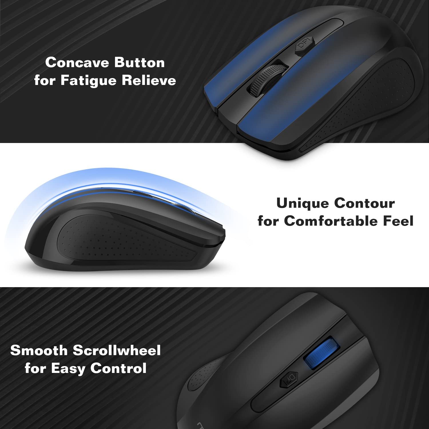 Mobo Mouse MoKo 2.4G Wireless Mouse, Ergonomic Portable Mouse with USB Nano Recei ...