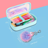 MoKo Pencil Case for Girls, Students Cute Pen Pencil Pouch Holder Desk Organizer with Double Zippers and Key Chains for Middle High School Office College Student Women Adult Teen - Blue