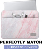 MoKo 13-13.3 Inch Laptop Sleeve Fits Tab S8+ 12.4", Surface pro 8 MacBook Pro M1 Pro/M1 Max 14.2 2021/Pro 13”, iPad Pro 12.9 2021/2020, Notebook Computer Case Cover Bag with Pocket, Pink Gray Marble