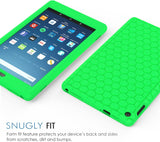 MoKo Case for Fire HD 8 2016 Tablet - [Honey Comb Series] Light Weight Silicone Back Cover [Kids Friendly] for Fire HD 8 (Previous 6th Gen-2016 Release ONLY), Green (NOT FIT 7th Gen 2017 Tablet)