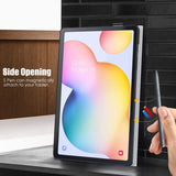 MoKo Case Compatible with Galaxy Tab S6 Lite 2020, Ultra-Slim PU Smart Folding Stand Cover Shell Sleeve Case with Auto-Wake/Sleep Fit Galaxy Tab S6 Lite 10.4 2020 SM-P610/P615 - Gray & Pink Stripe