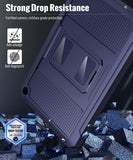 MoKo Case Fits with Amazon All-New Kindle Fire 7 Tablet (2022 Release-12th Generation) Latest Model 7", Full Body Rugged Hands-Free Viewing Stand Back Cover with Screen Protector, Dark Blue