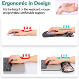 MoKo Keyboard Wrist Rest Pad and Mouse Pad Wrist Support Set, Ergonomic Raised Memory Foam Cushion, Non Slip Rubber Base [Pain Relief] for Office, Computer, Laptop, Typist, Gamer - Luxuriant Flowers