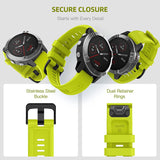 MoKo Watch Band Compatible with Garmin Fenix 7 Sapphire Solar/Solar/Fenix 6 Pro/5/5 Plus/Forerunner 935/945/Approach S60, Soft Silicone Replacement Strap Quick Release Fit 22mm Sport Strap, Lime