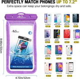 MoKo Waterproof Phone Pouch Holder Floating 2-Pack, IPX8 Glitter Waterproof Case Dry Bag Compatible for iPhone 13/13 Pro Max/iPhone 12 Mini/12 Pro Max 11 Pro Max/X/Xs Max/8/7/6/SE 3, Galaxy S20/S21
