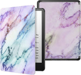MoKo Case for 6.8" Kindle Paperwhite (11th Generation-2021) and Kindle Paperwhite Signature Edition, Light Shell Cover with Auto Wake/Sleep for Kindle Paperwhite 2021 E-Reader, Blue & Pink Flower