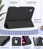 MoKo iPad Mini 6 Case with Pencil Holder (8.3 Inch,2021 Model), iPad Mini 6th Generation Case [Apple Pencil 2nd Charging], Trifold Stand Smart Case with Soft TPU Back, Auto Sleep/Wake, Black
